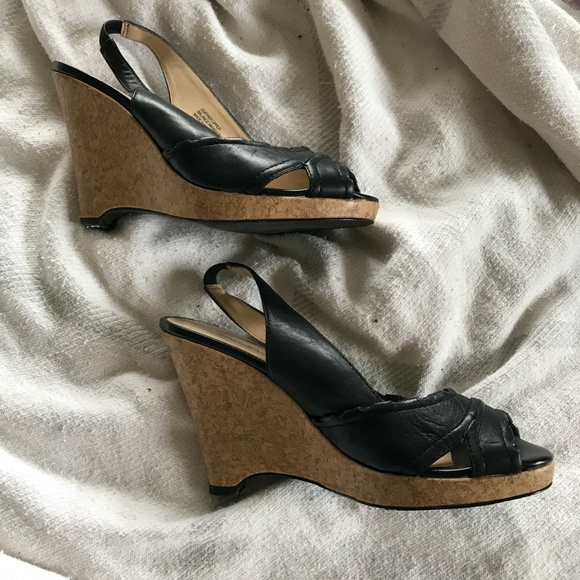Preview Black Wedge Heels Size 4.5 - Picture 3 of 4